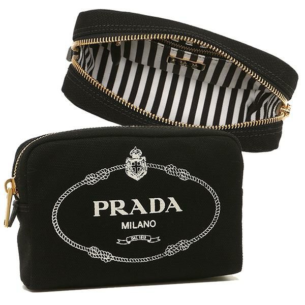 プラダ ポーチ PRADA 1NA021 20L F0N12 CANAPA LOGO カナパ ロゴ レディース ポーチ 無地 NERO/TALCO 黒