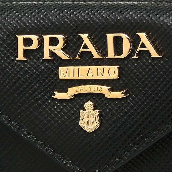 プラダ 三つ折り財布 サフィアーノメタルオロ ミニ財布 ブラック レディース PRADA 1MH021 QWA F0002 詳細画像