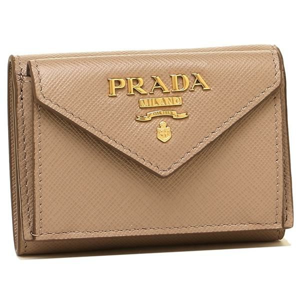 プラダ 財布 PRADA 1MH021 QWA F0236 SAFFIANO METAL ORO サフィアーノ ミニ財布 レディース 三つ折り財布 無地 CIPRIA