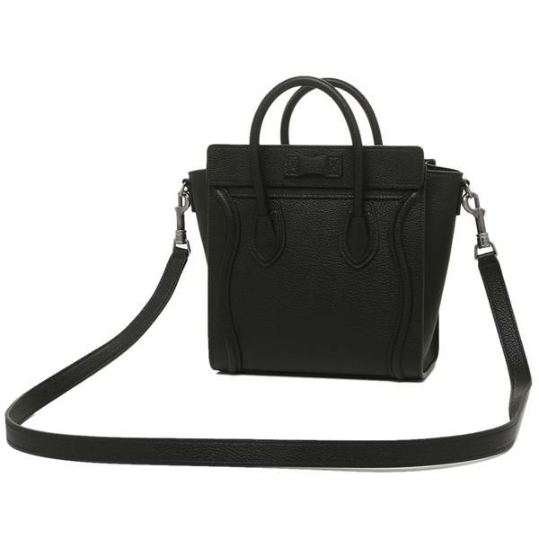 セリーヌ バッグ CELINE 189243DRU 38NO MINI LUGGAGE ラゲージ ナノ ドラムドカーフスキン ミニサイズ レディース ハンドバッグ ショルダーバッグ 無地 BLACK 黒 詳細画像