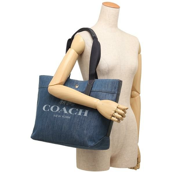 コーチ バッグ COACH F67415 SVDE トート ウィズ ホース アンド キャリッジ レディース トートバッグ デニム 青 詳細画像